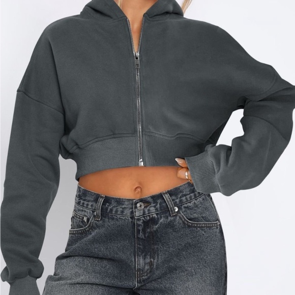 Zip Up Long Sleeve Hooded Cropped Jacket - Picture 8 of 15